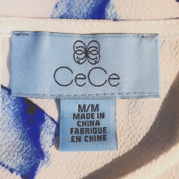 4 for $30 NWT CeCe Blue Print Sleeveless Blouse - Picture 6 of 10